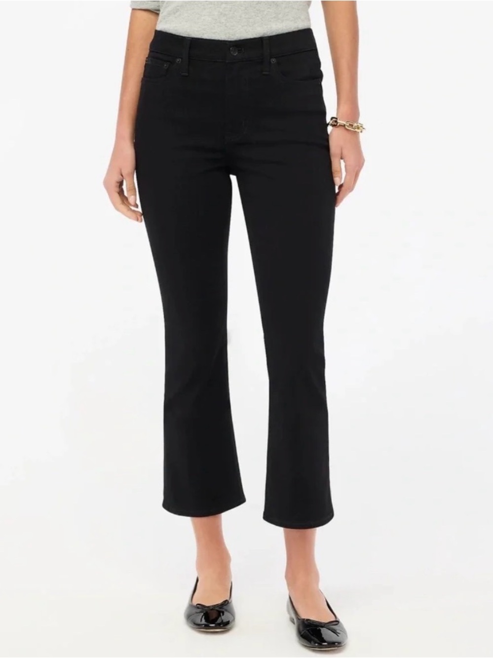 J.Crew NWT Black Midrise Flare Crop all day stretch Jeans size 24